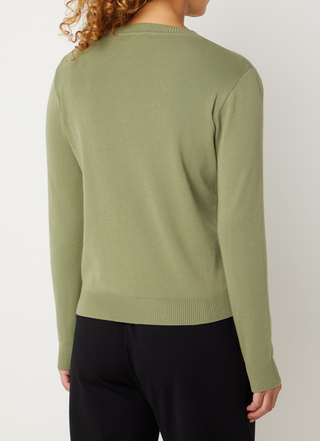Benetton Fijngebreide pullover met ronde hals - achterkant 4 groen