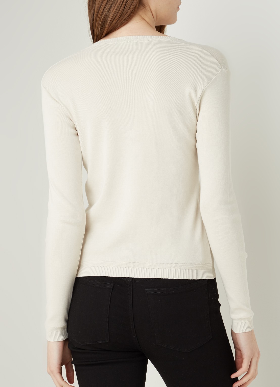 Benetton Fijngebreide pullover met V-hals - achterkant 4 zand