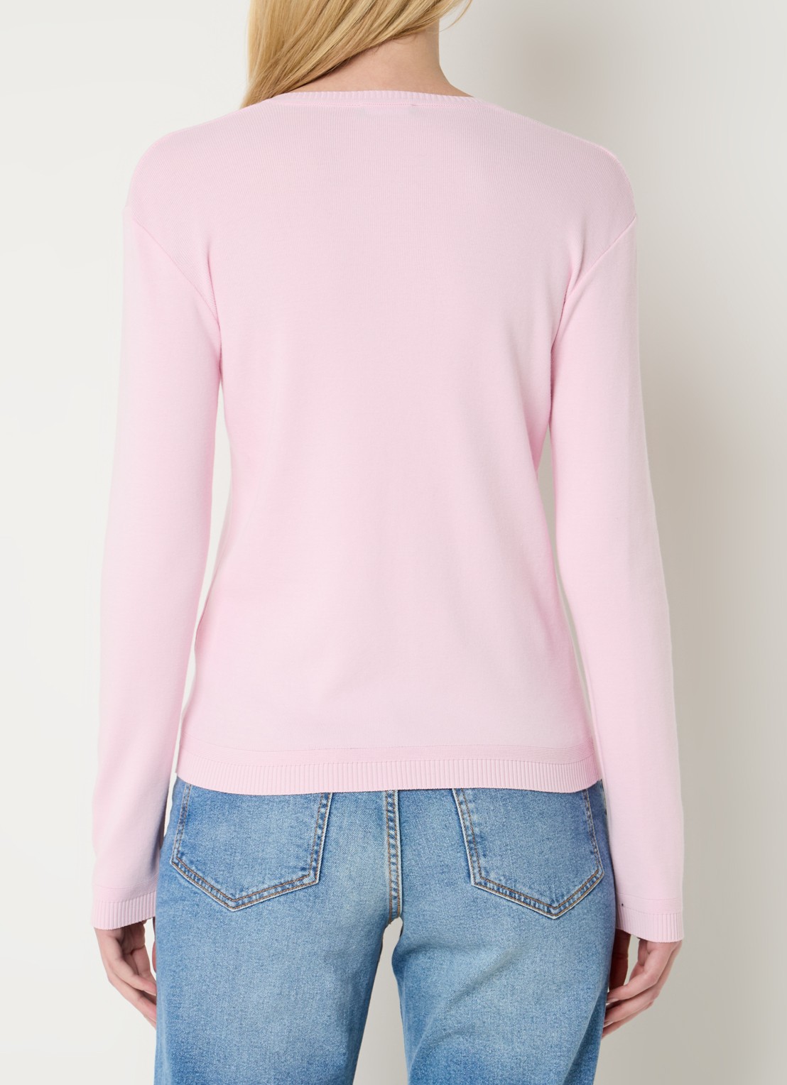Benetton Fijngebreide pullover met V-hals - achterkant 2 oudroze