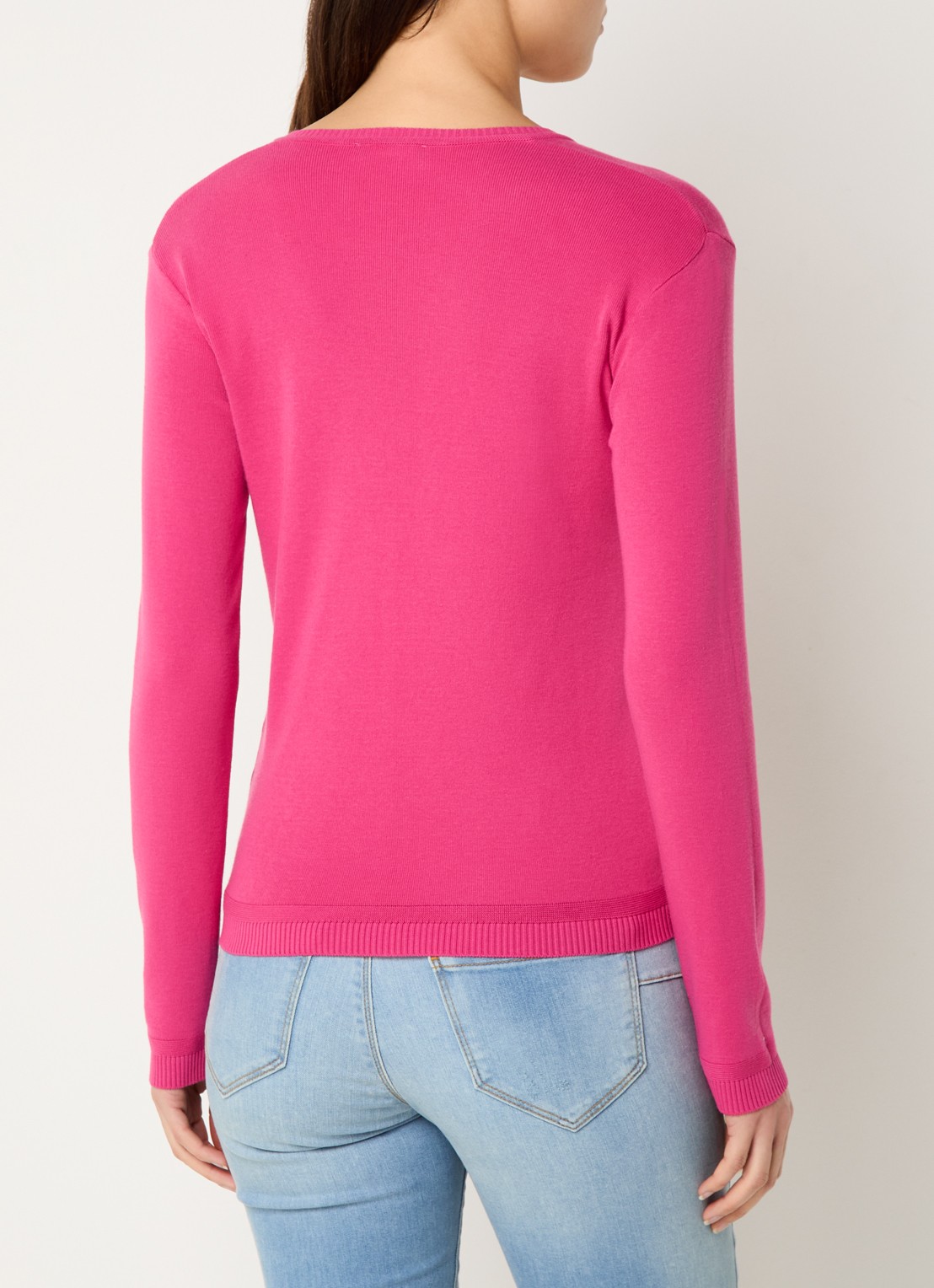 Benetton Fijngebreide pullover met V-hals - achterkant 2 fuchsia
