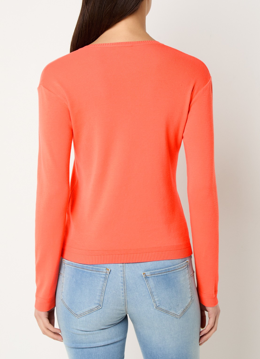 Benetton Fijngebreide pullover met V-hals - achterkant 4 oranje