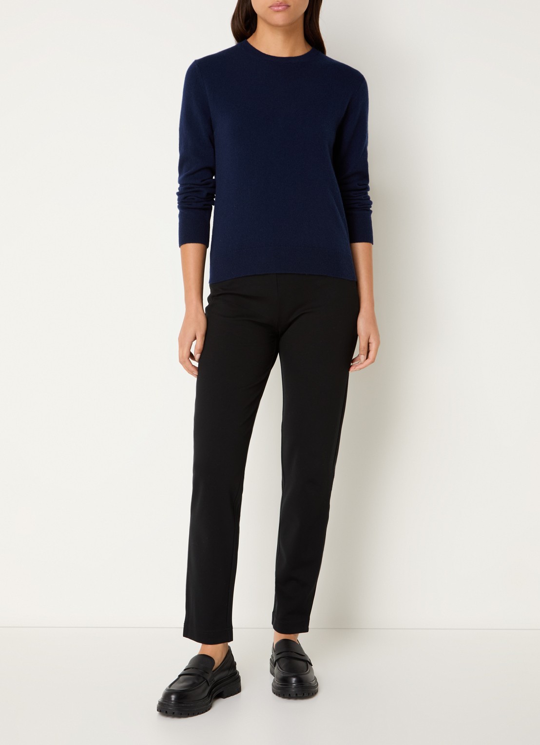 Benetton Fijngebreide pullover van kasjmier - voorkant 6 donkerblauw