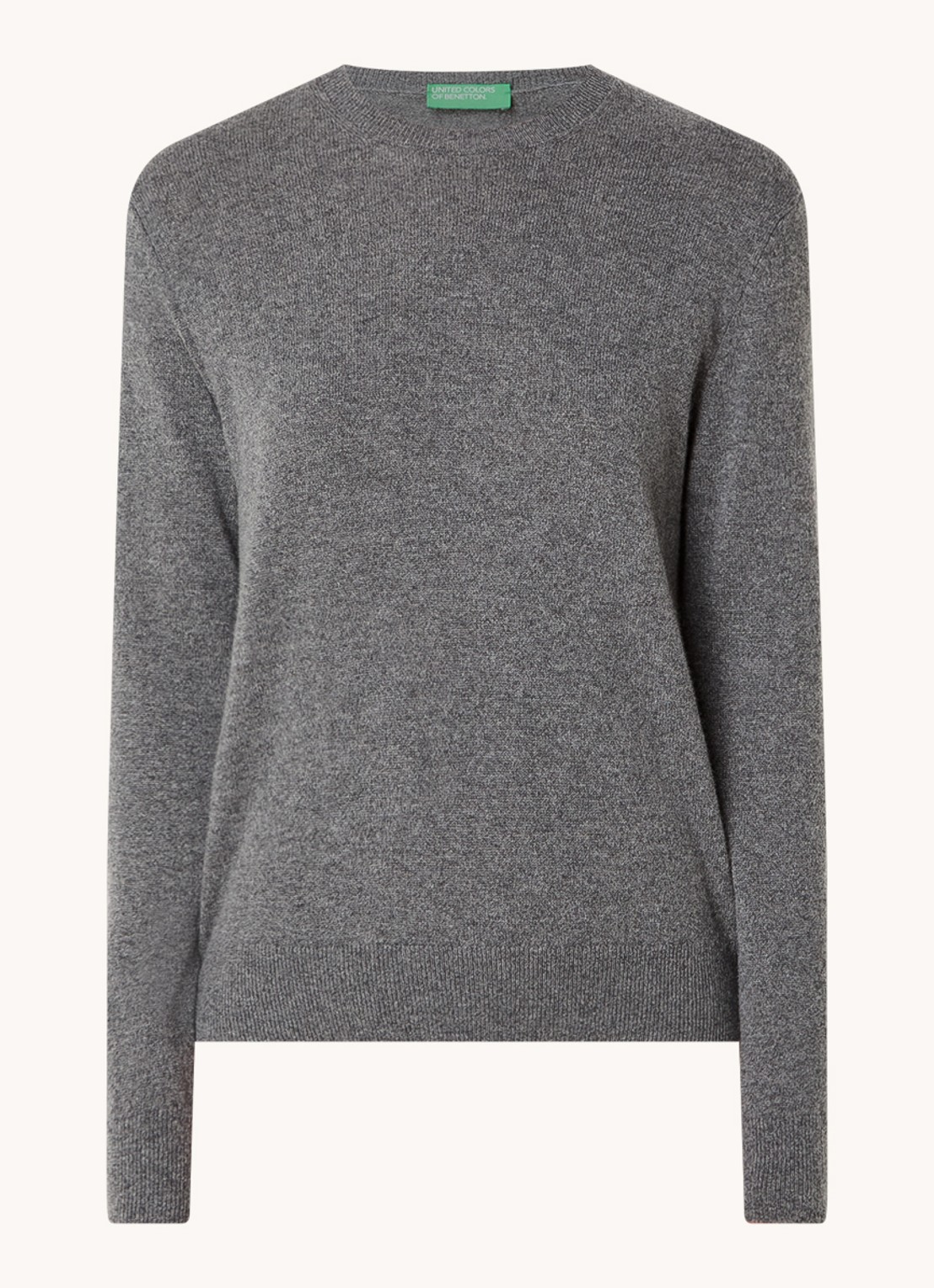 Benetton Fijngebreide pullover van kasjmier - voorkant grijs