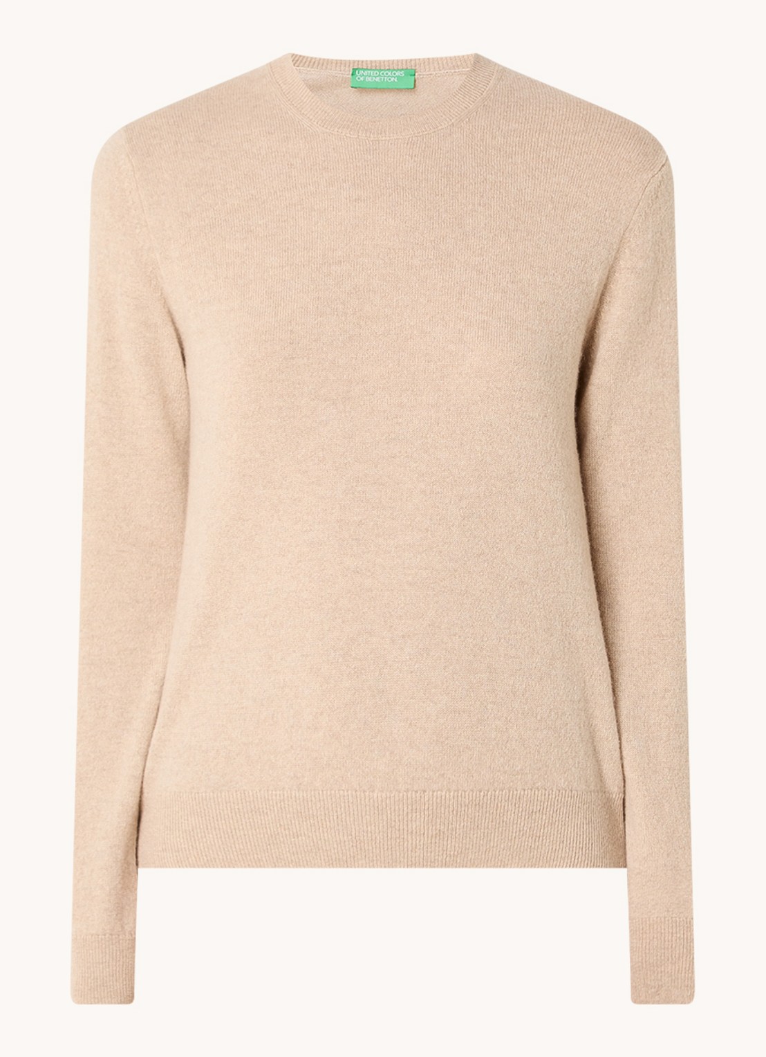 Benetton Fijngebreide pullover van kasjmier - voorkant zand
