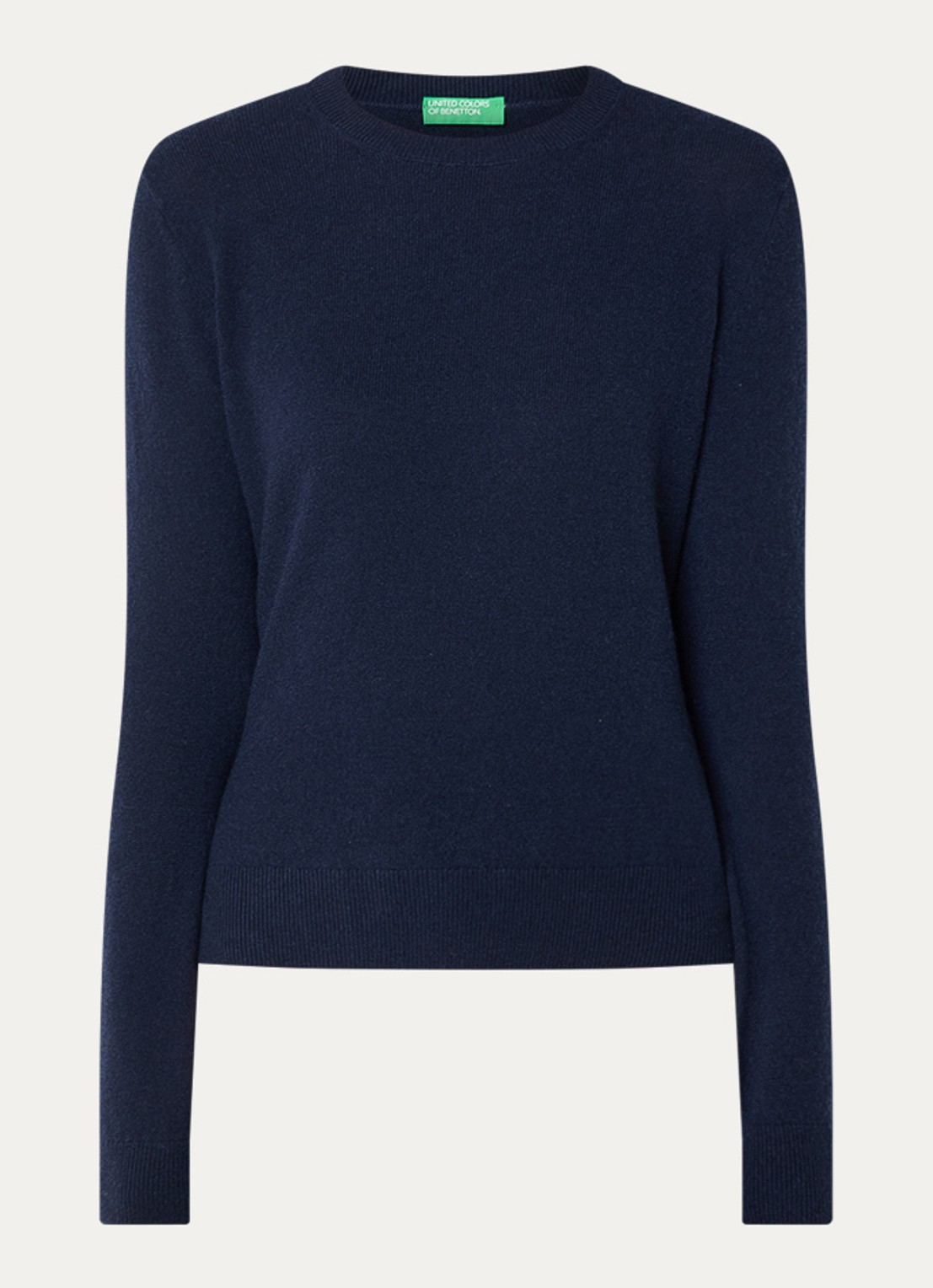 Benetton Fijngebreide pullover van kasjmier - voorkant 7 donkerblauw