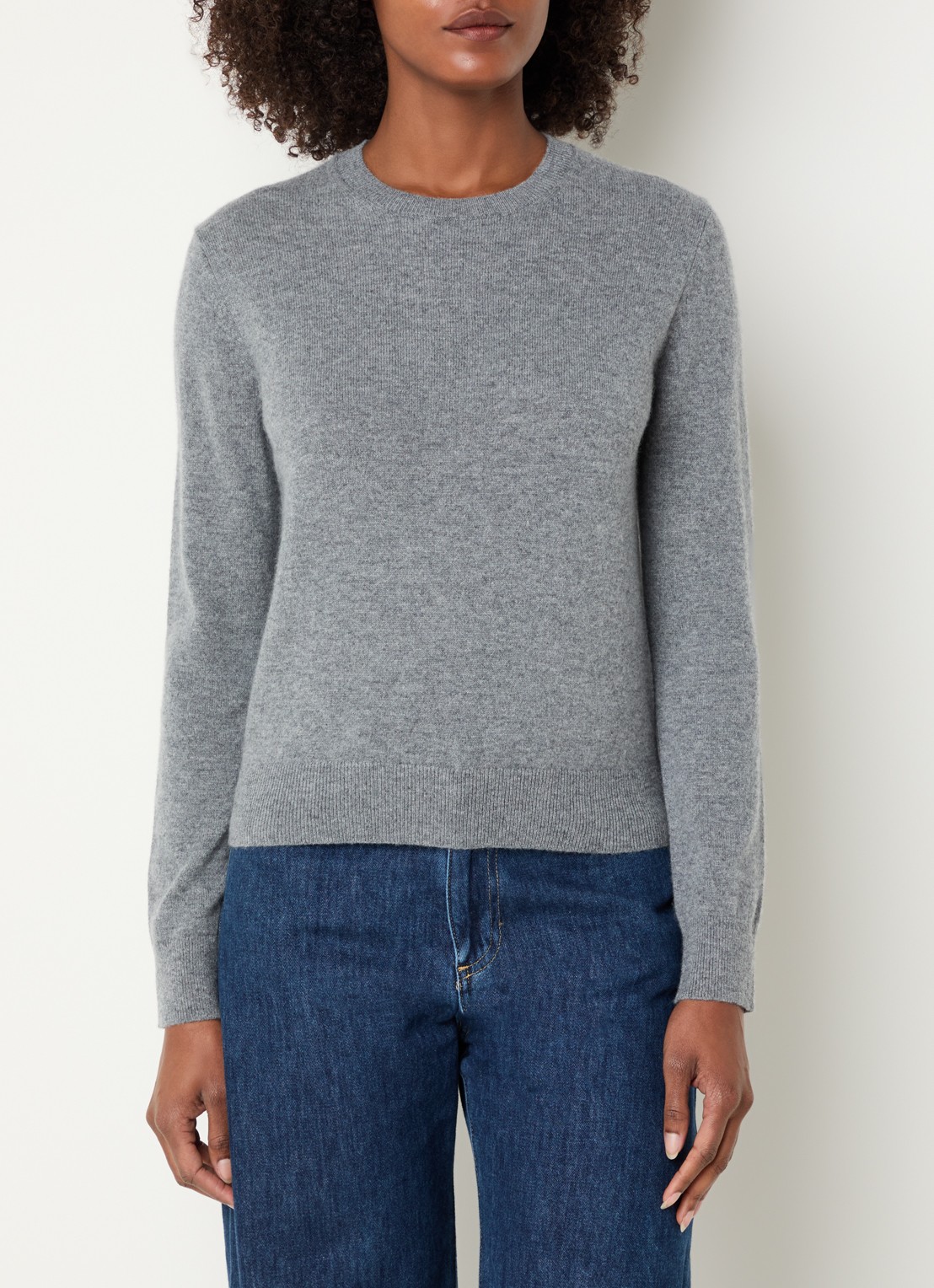Benetton Fijngebreide pullover van kasjmier - detail 4 middengrijs