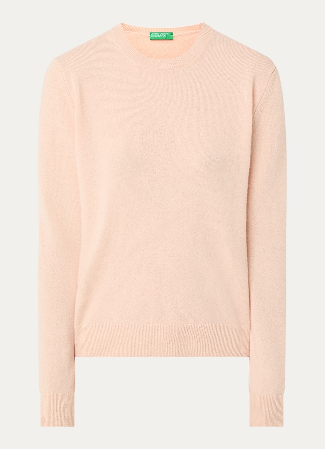 Benetton Fijngebreide pullover van kasjmier - voorkant 2 zalmroze