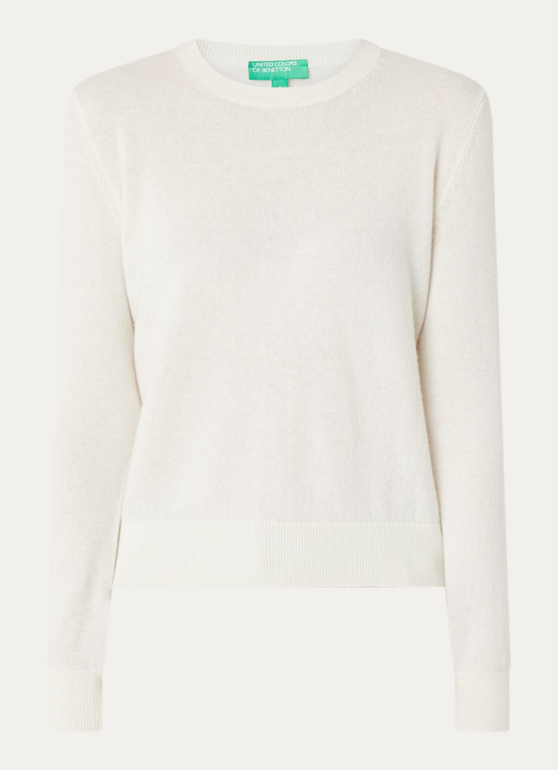Benetton Fijngebreide pullover van kasjmier - voorkant 3 creme