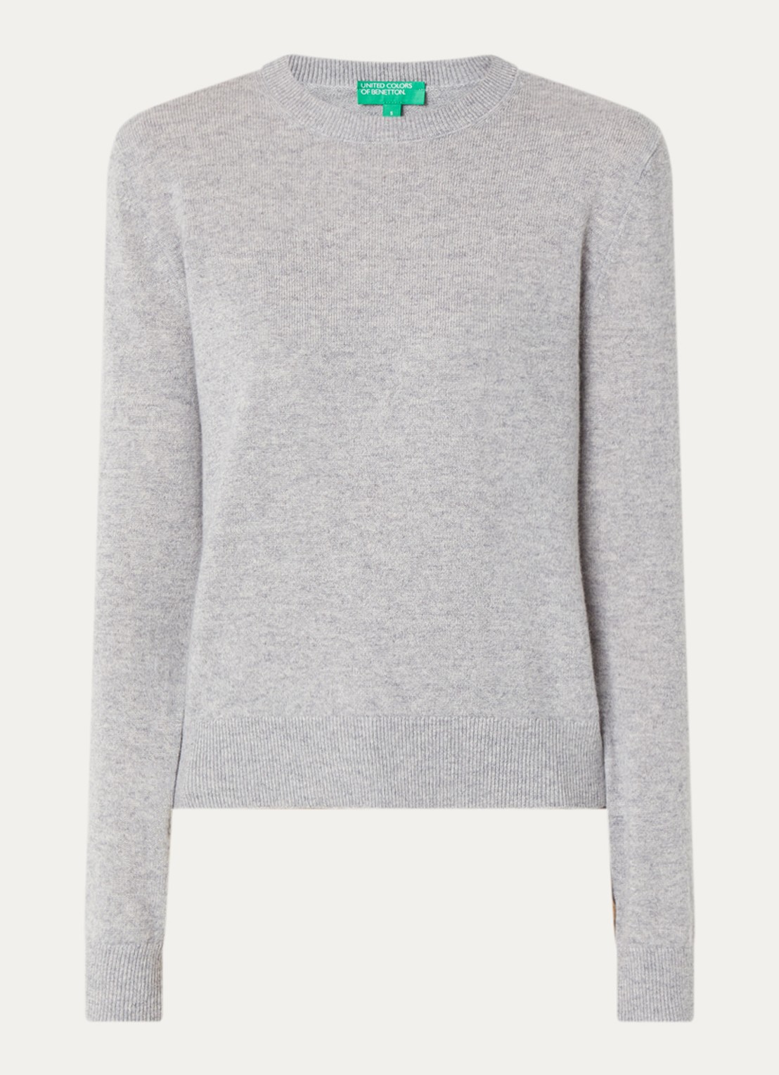 Benetton Fijngebreide pullover van kasjmier - voorkant 3 lichtgrijs
