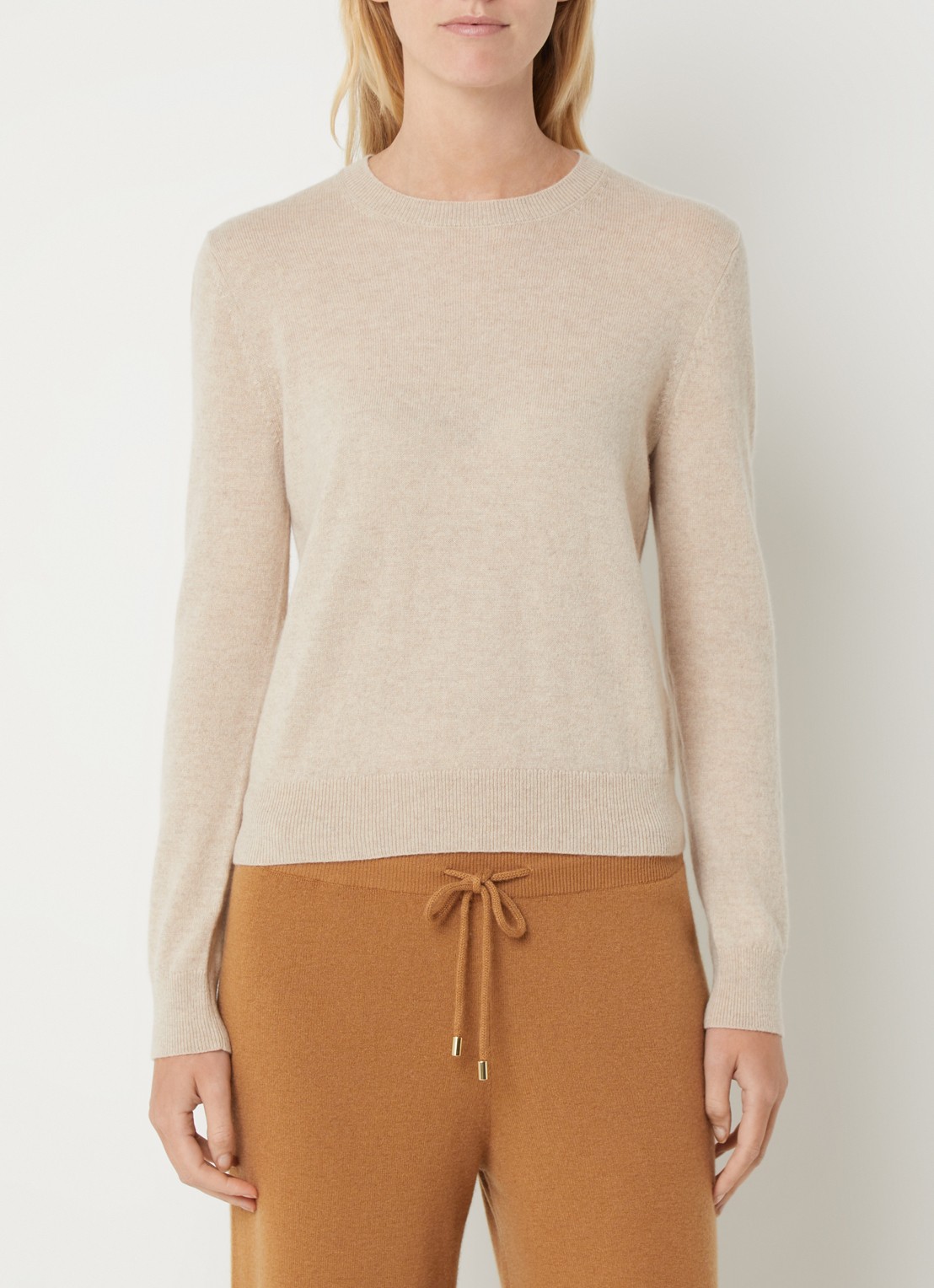 Benetton Fijngebreide pullover van kasjmier - detail donkerbeige