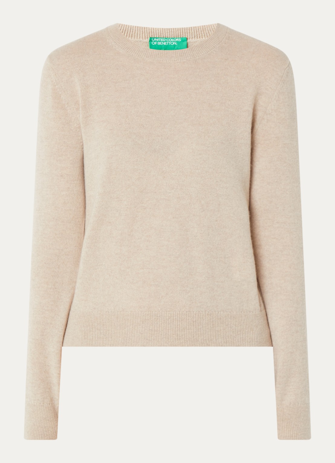 Benetton Fijngebreide pullover van kasjmier - voorkant 3 donkerbeige