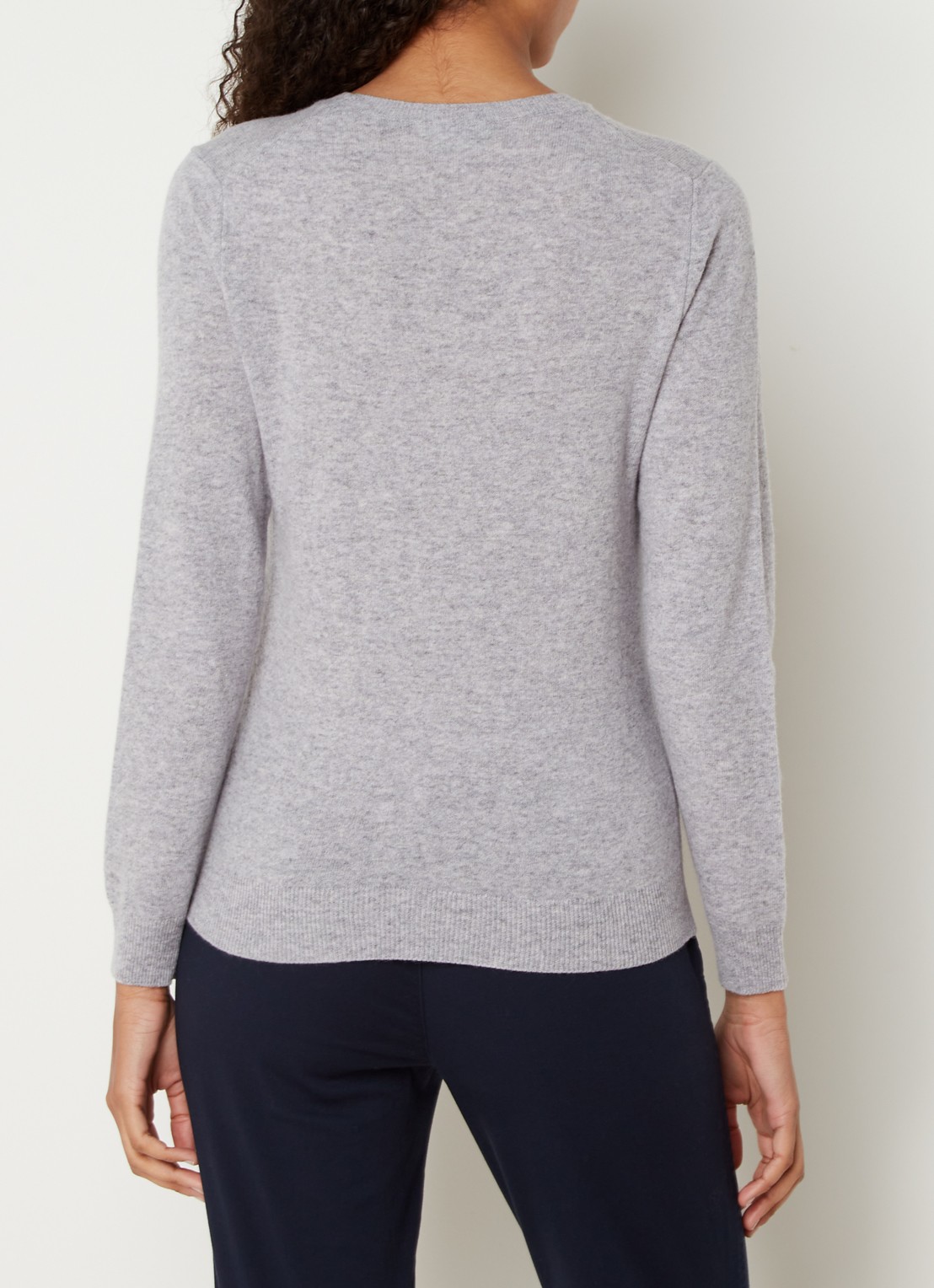 Benetton Fijngebreide pullover van merino wol - achterkant 4 lichtgrijs