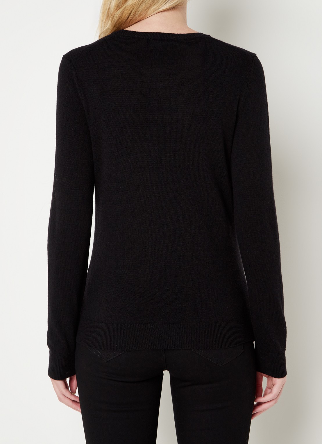 Benetton Fijngebreide pullover van merino wol - achterkant 2 zwart