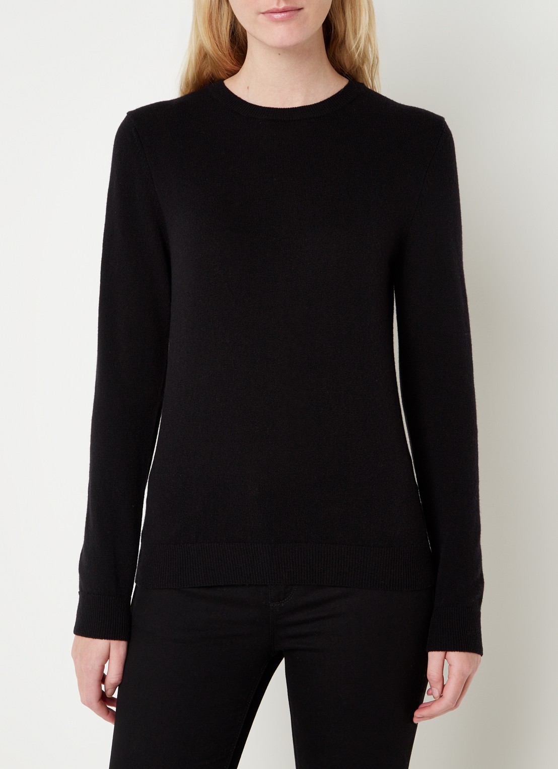 Benetton Fijngebreide pullover van merino wol - detail zwart