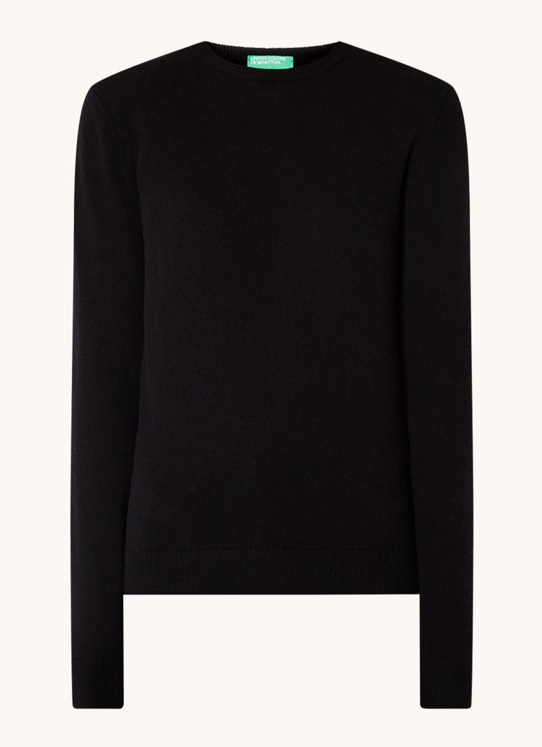 Benetton Fijngebreide pullover van merino wol - voorkant 3 zwart
