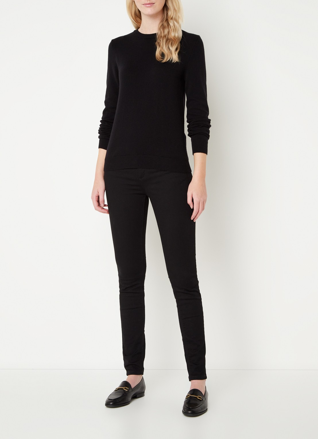 Benetton Fijngebreide pullover van merino wol - voorkant 4 zwart