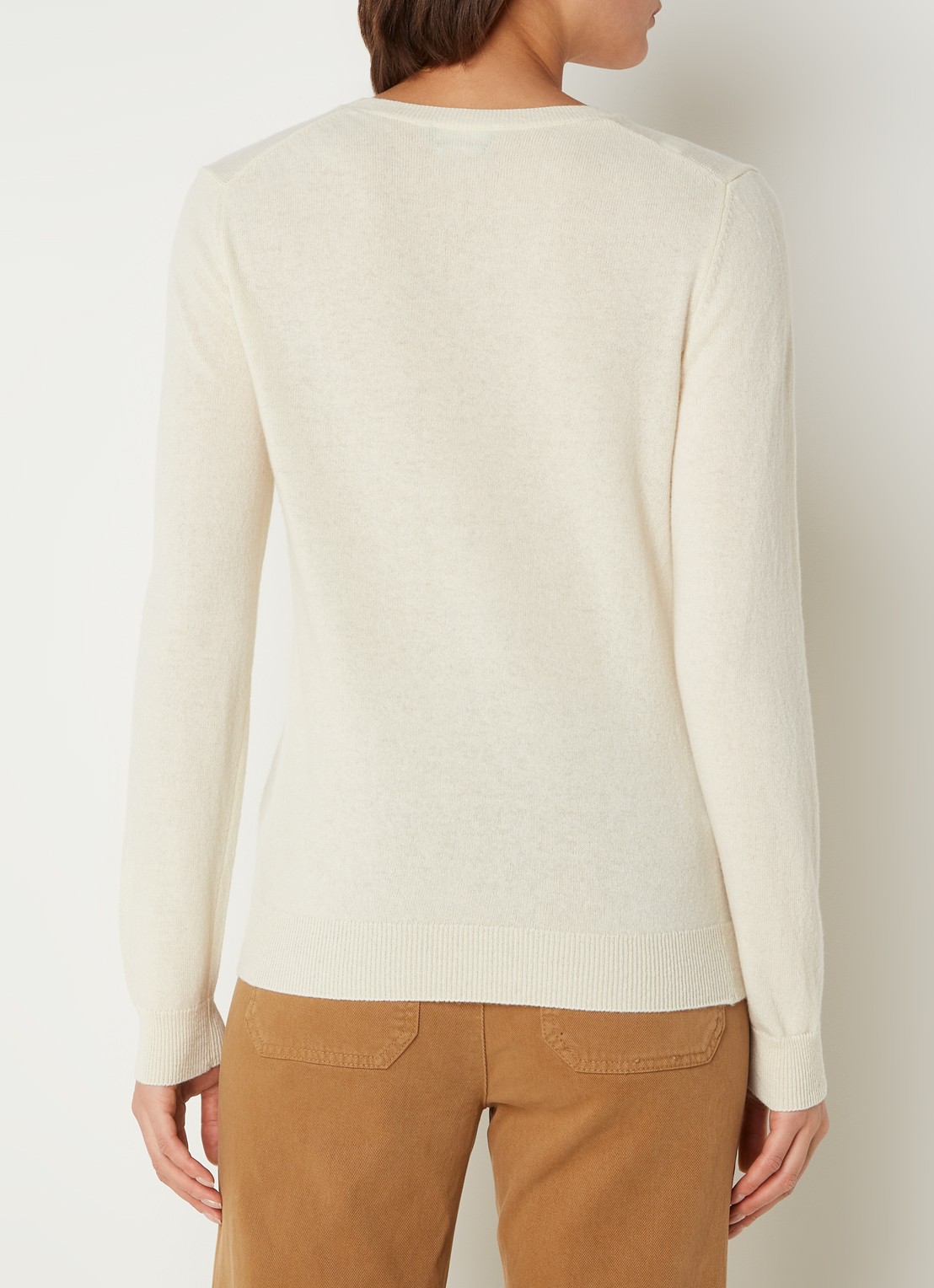 Benetton Fijngebreide pullover van merino wol - achterkant creme
