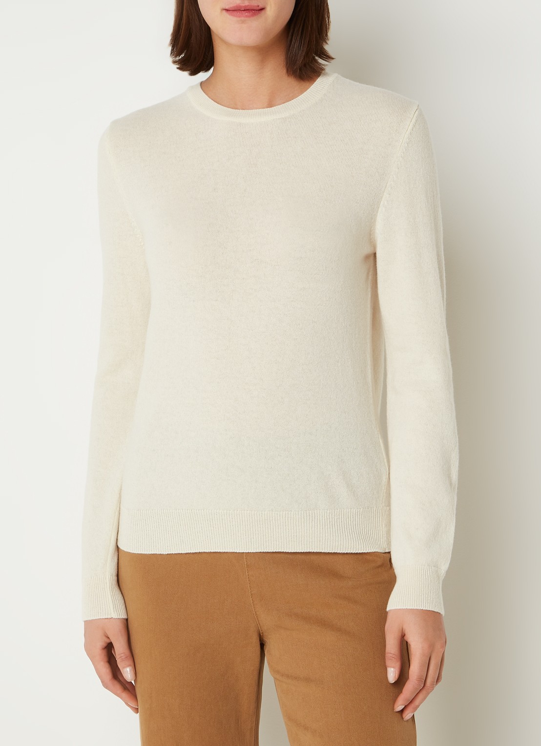 Benetton Fijngebreide pullover van merino wol - detail 4 creme
