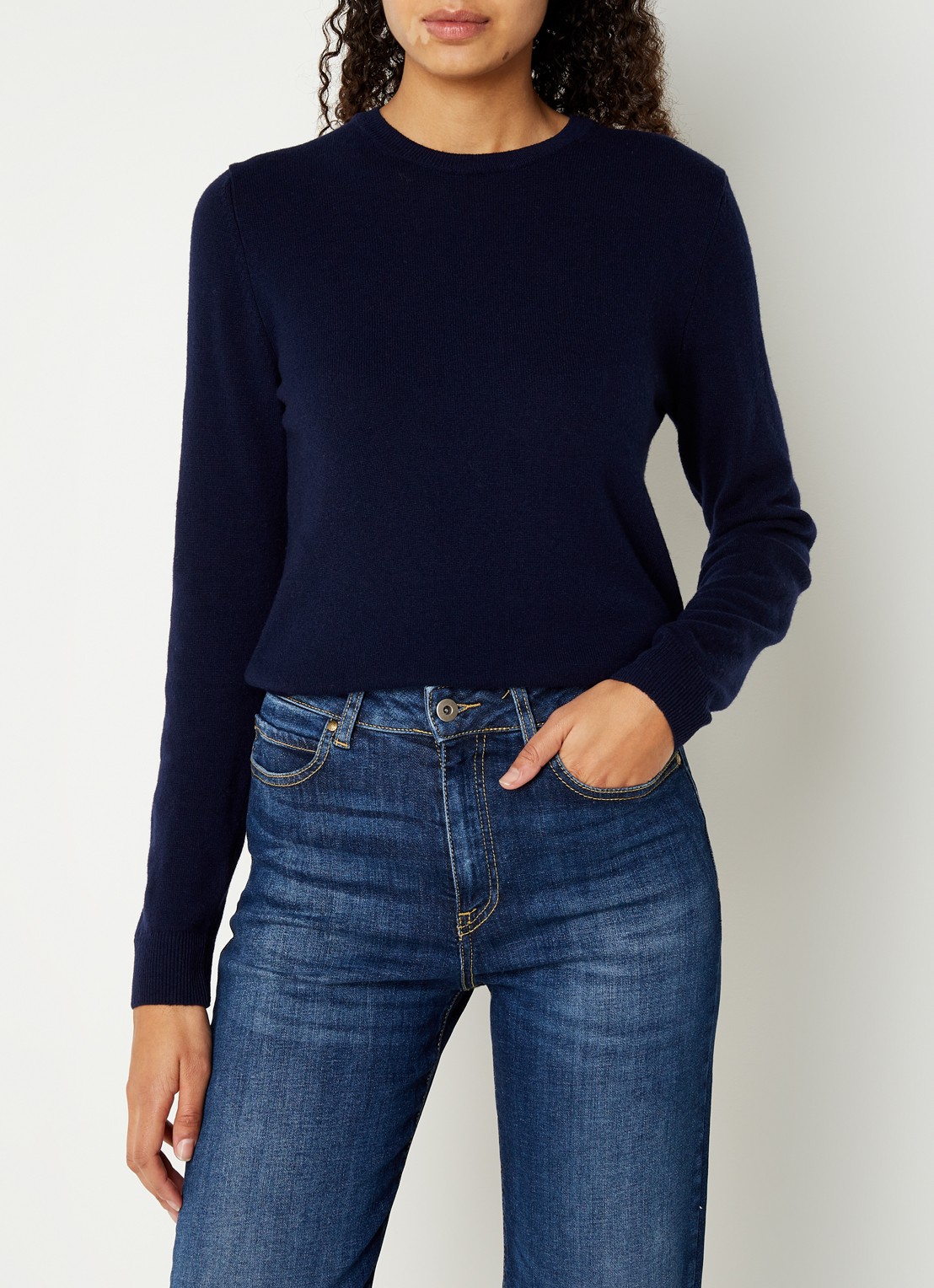 Benetton Fijngebreide pullover van merino wol - detail 4 blauw