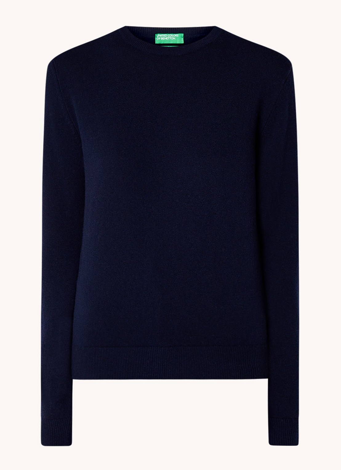 Benetton Fijngebreide pullover van merino wol - voorkant blauw