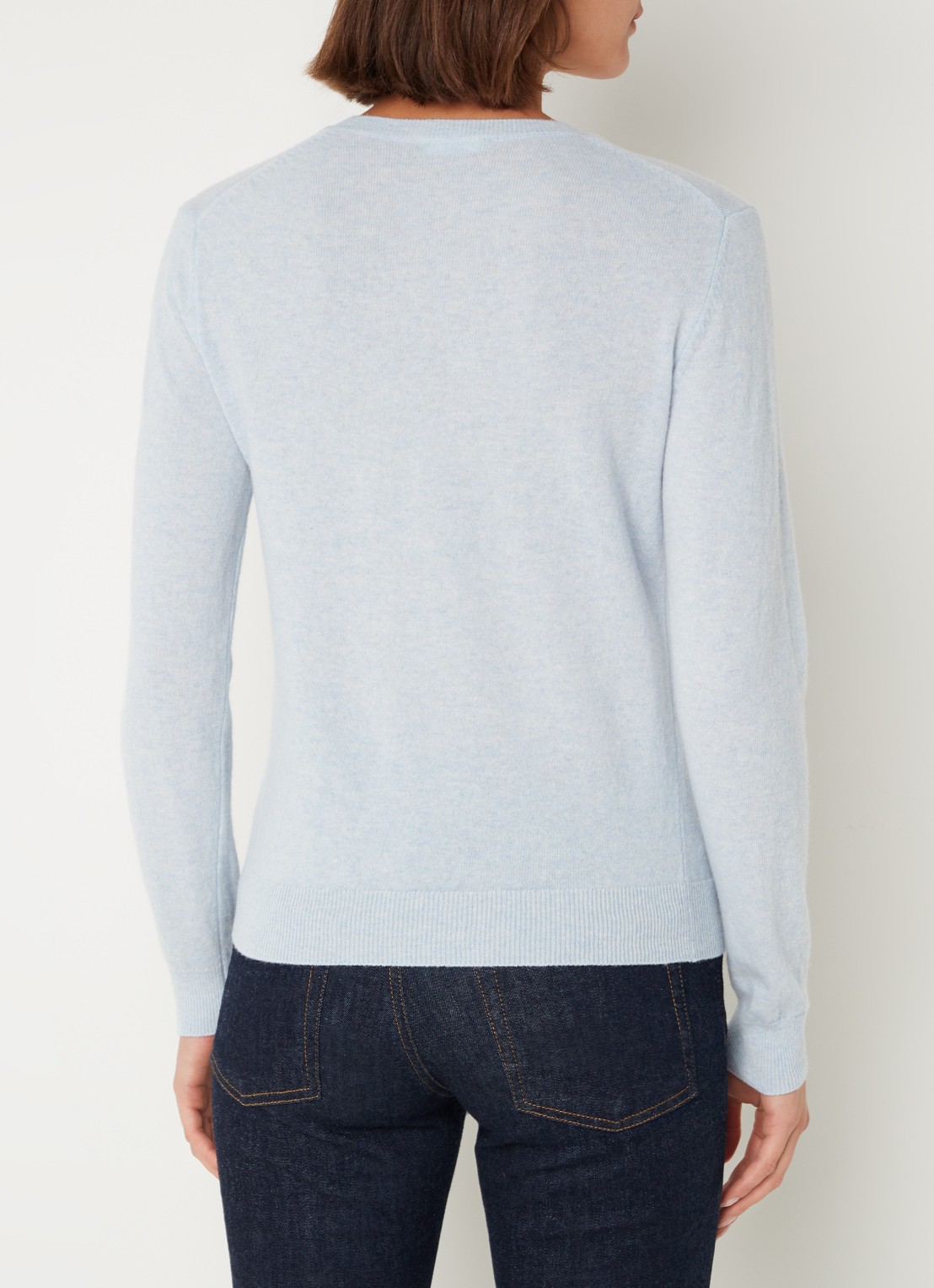 Benetton Fijngebreide pullover van merino wol - achterkant 3 lichtblauw