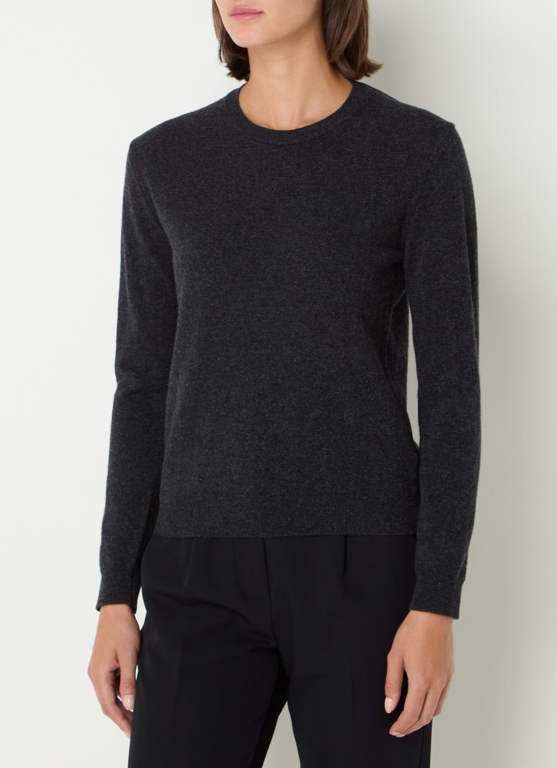 Benetton Fijngebreide pullover van merino wol - detail 4 antraciet