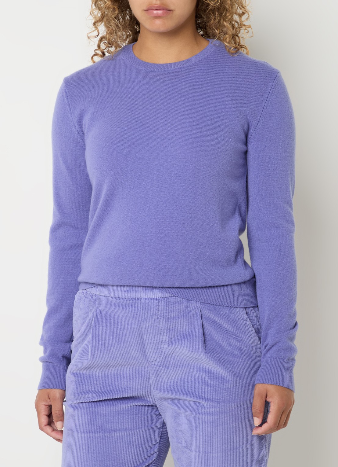 Benetton Fijngebreide pullover van merino wol - detail lavendel