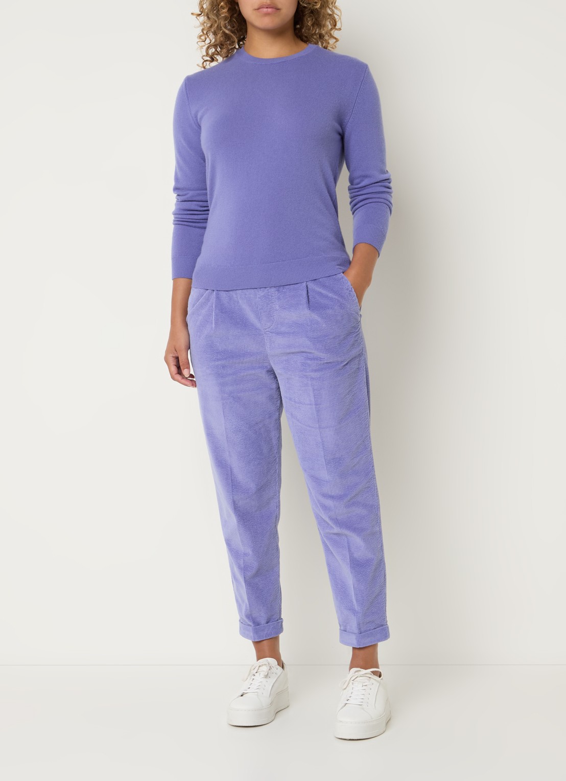 Benetton Fijngebreide pullover van merino wol - voorkant 5 lavendel