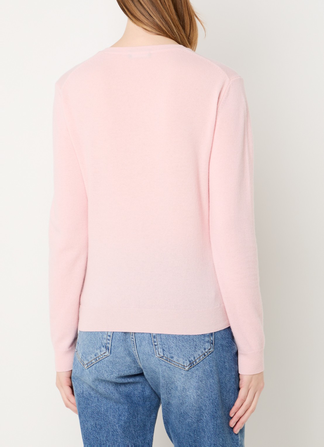 Benetton Fijngebreide pullover van merino wol - achterkant 6 zalmroze