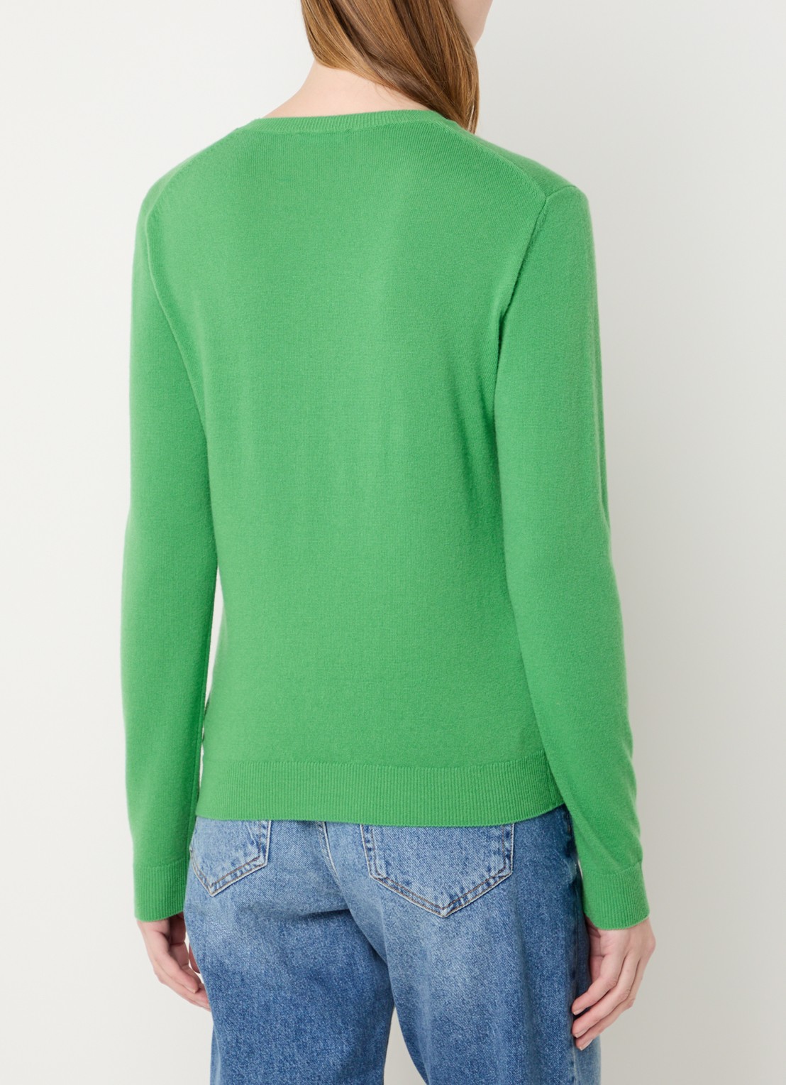 Benetton Fijngebreide pullover van merino wol - achterkant 3 neongroen