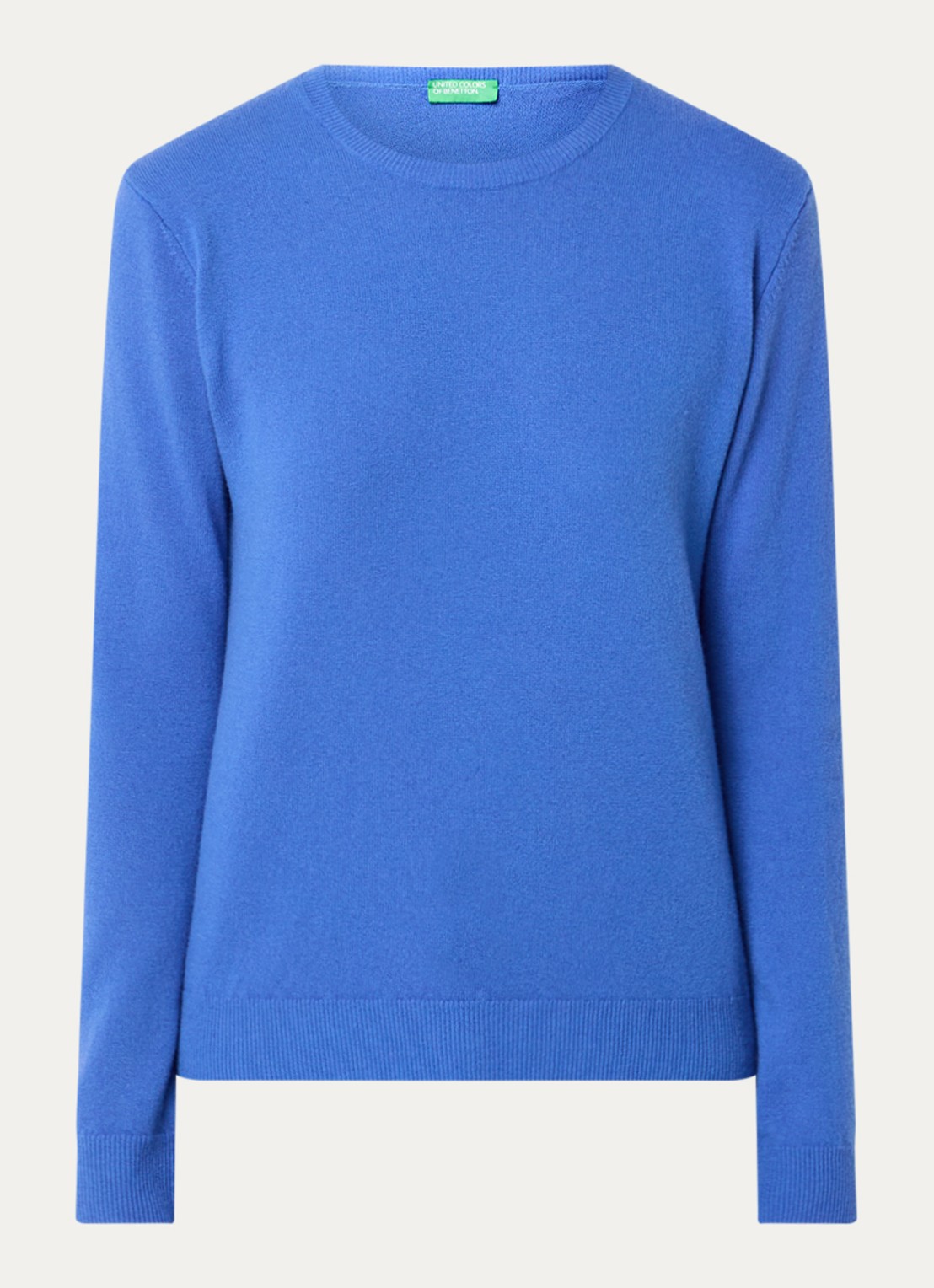 Benetton Fijngebreide pullover van merino wol - voorkant blauw