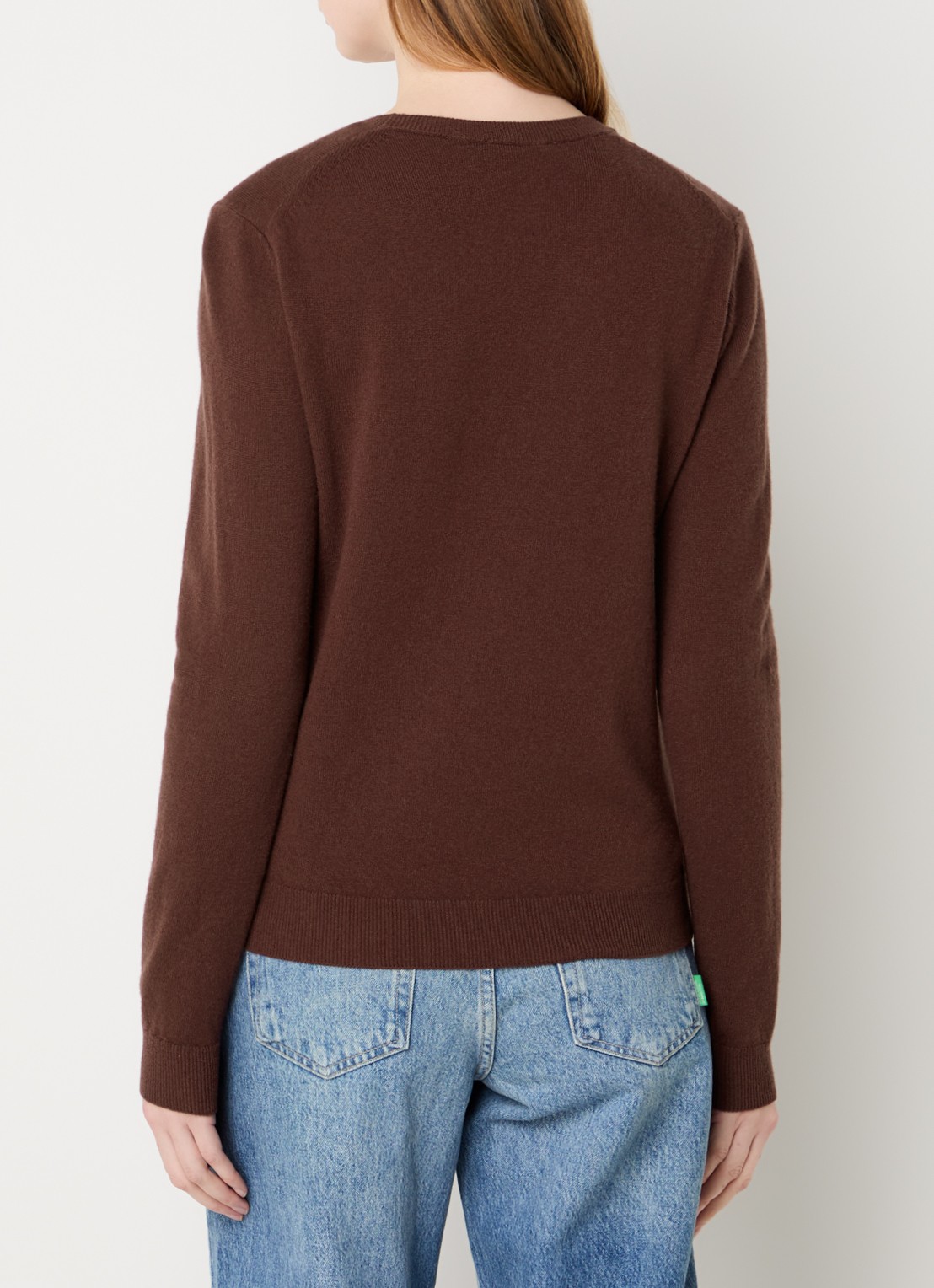 Benetton Fijngebreide pullover van merino wol - achterkant 4 kastanjebruin