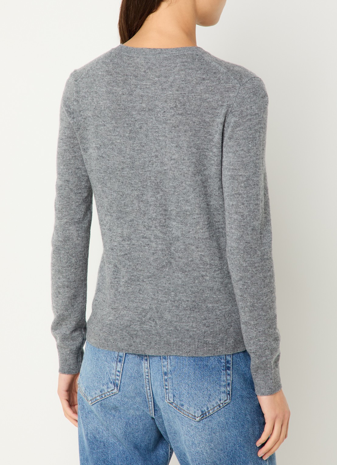 Benetton Fijngebreide pullover van merino wol - achterkant grijs