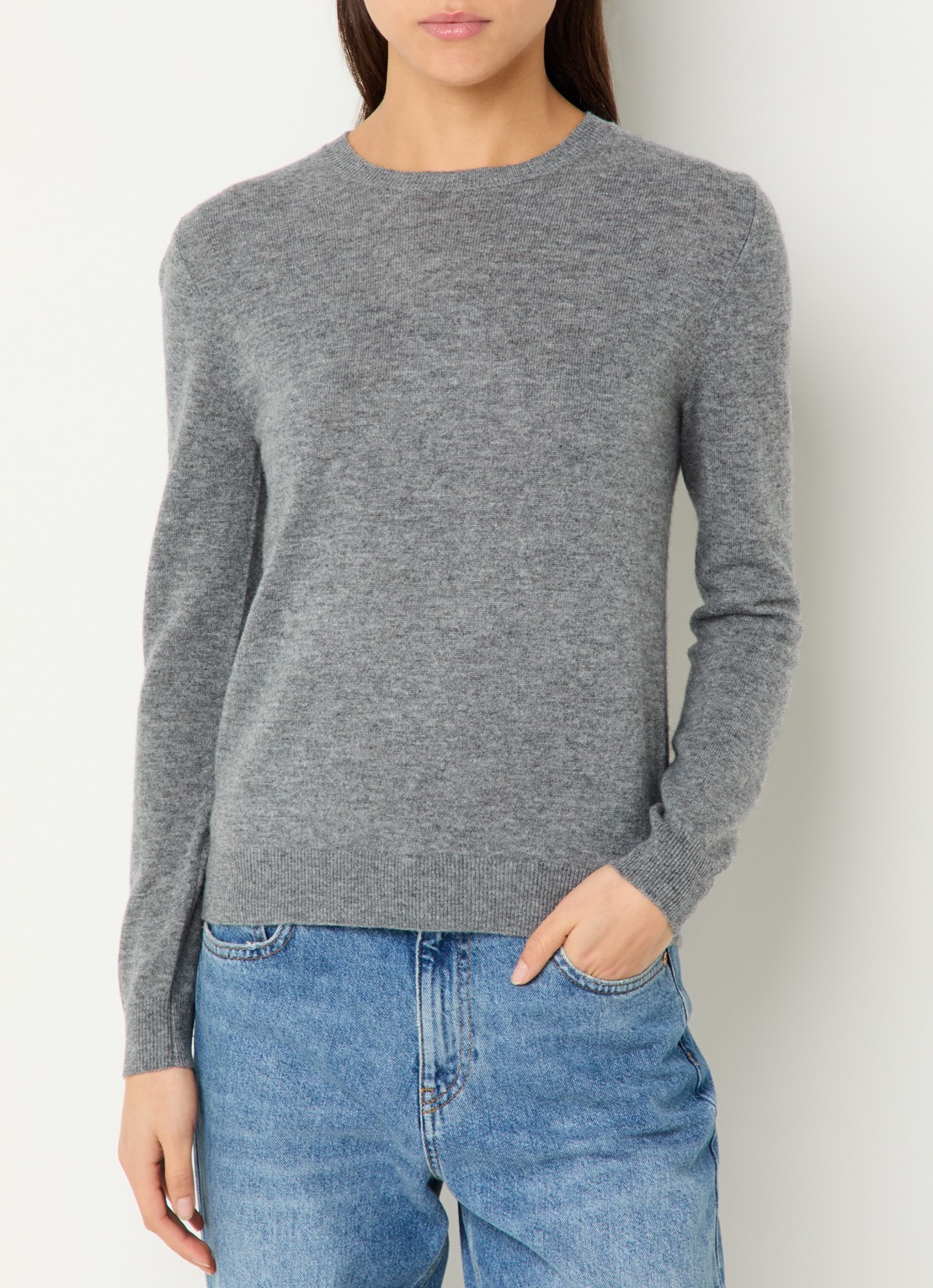 Benetton Fijngebreide pullover van merino wol - detail 2 grijs