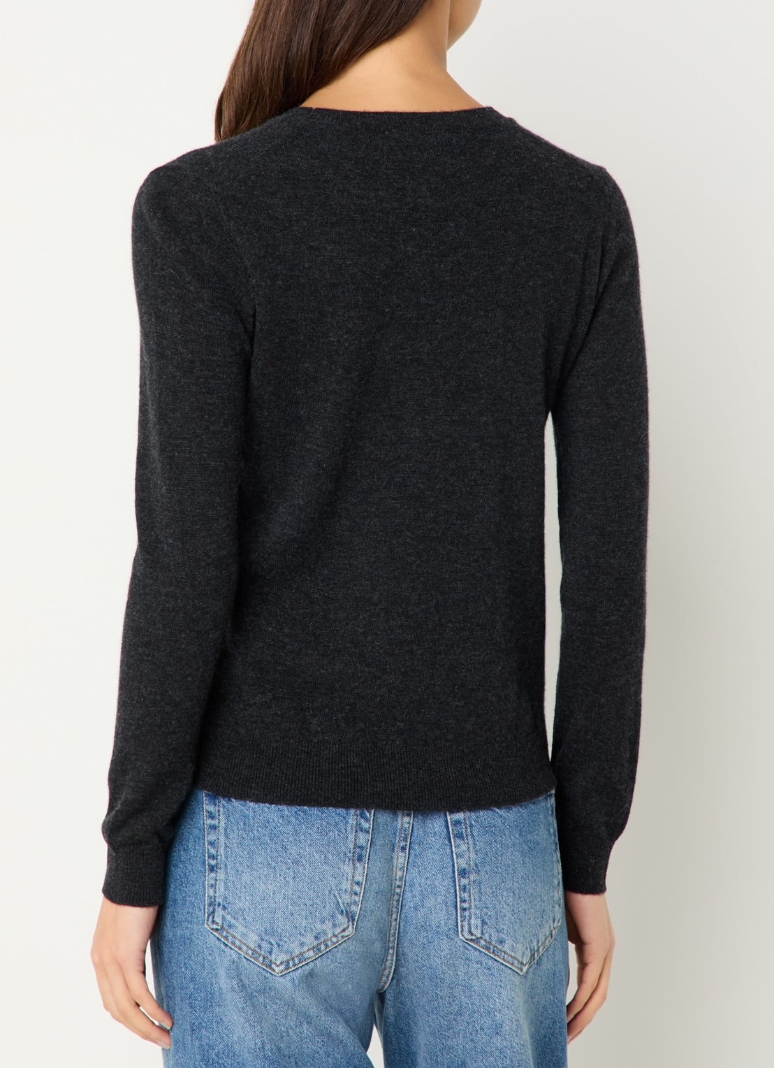Benetton Fijngebreide pullover van merino wol - achterkant 7 antraciet