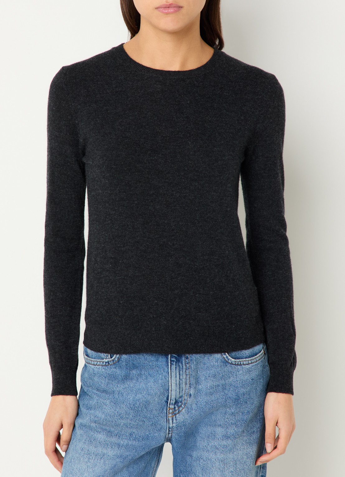 Benetton Fijngebreide pullover van merino wol - detail 5 antraciet