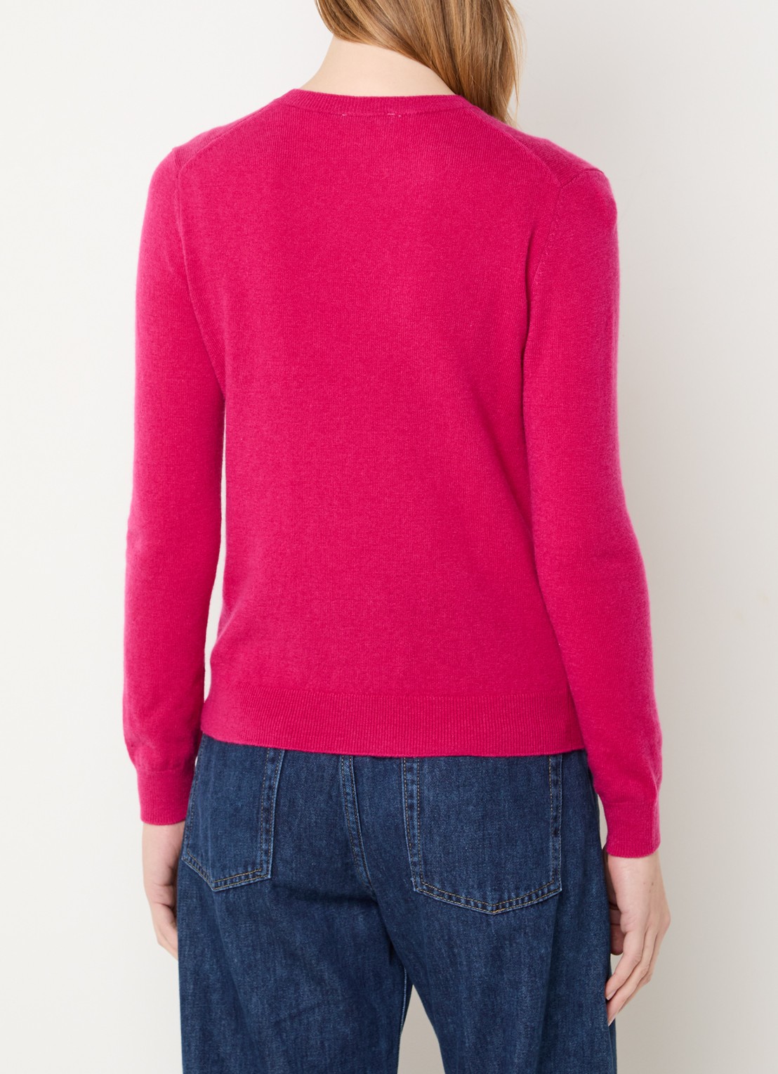Benetton Fijngebreide pullover van merino wol - achterkant 2 fuchsia
