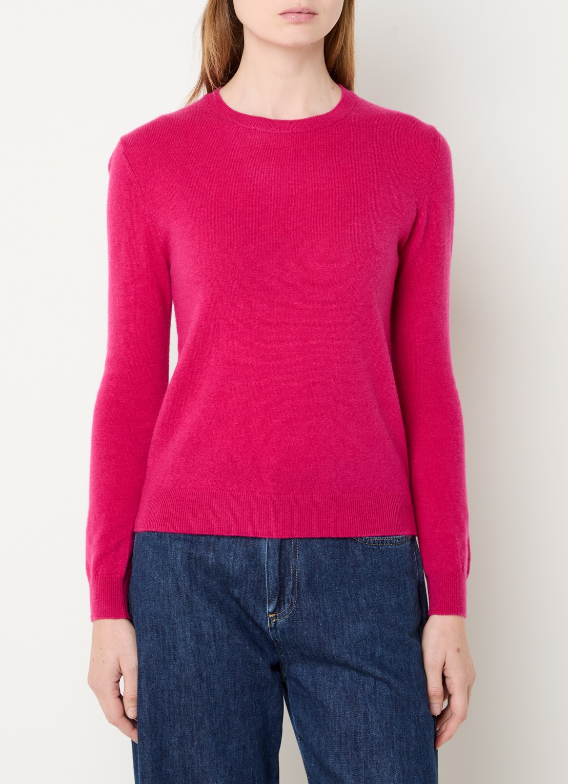 Benetton Fijngebreide pullover van merino wol - detail fuchsia