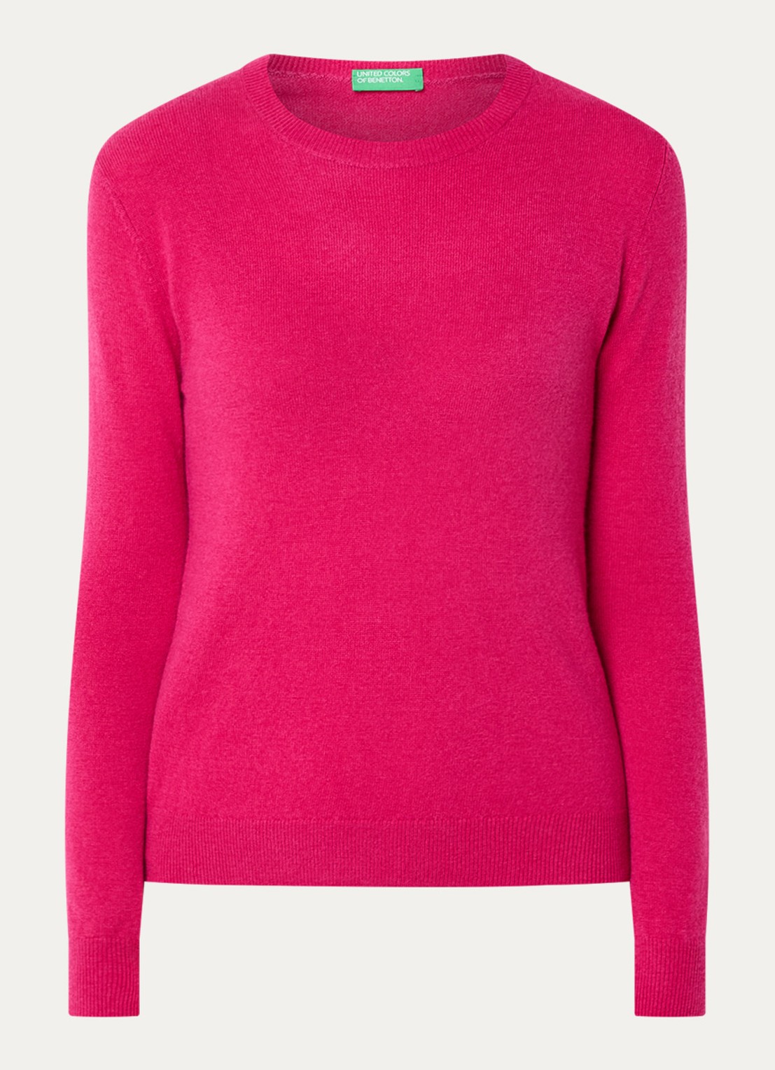 Benetton Fijngebreide pullover van merino wol - voorkant 3 fuchsia