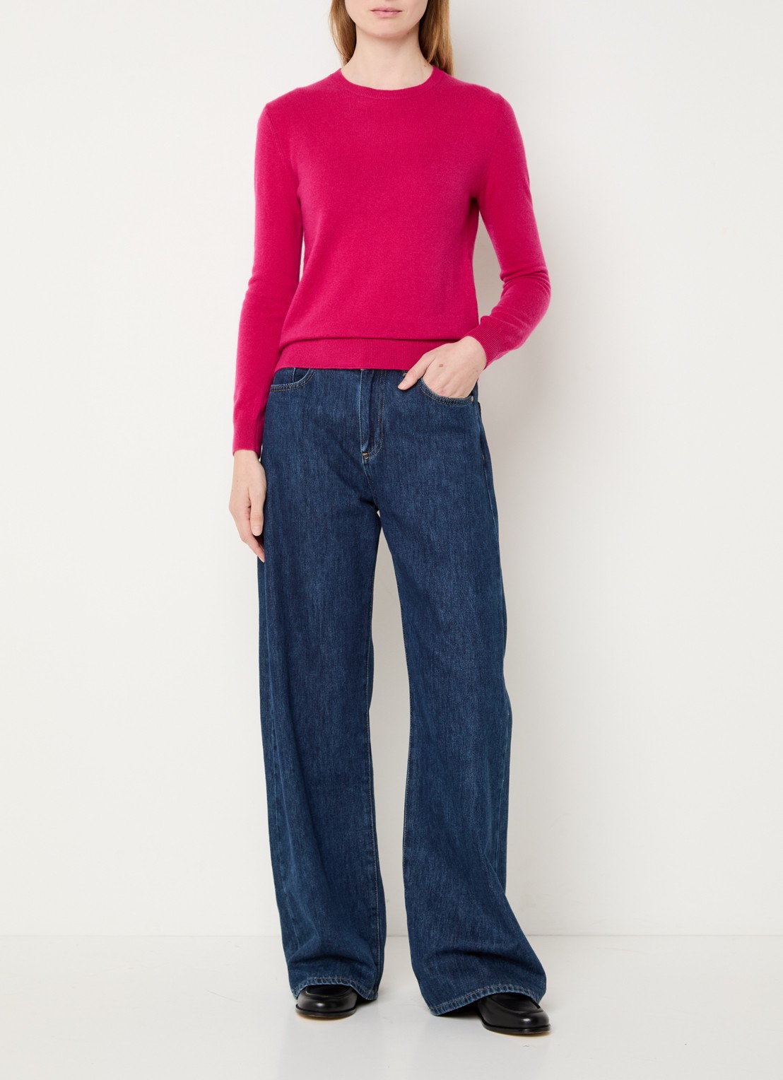 Benetton Fijngebreide pullover van merino wol - voorkant 4 fuchsia