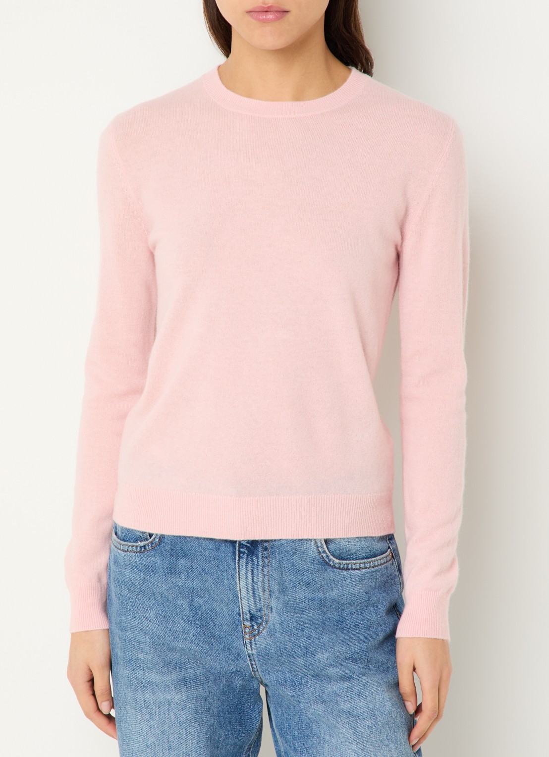 Benetton Fijngebreide pullover van merino wol - detail 2 zalmroze