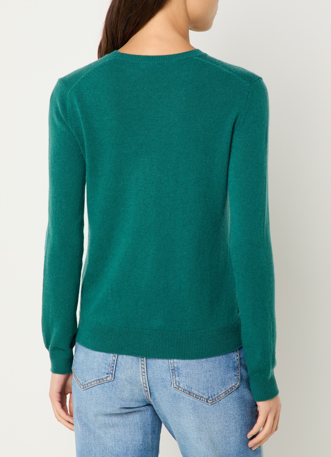 Benetton Fijngebreide pullover van merino wol - achterkant 4 donkergroen