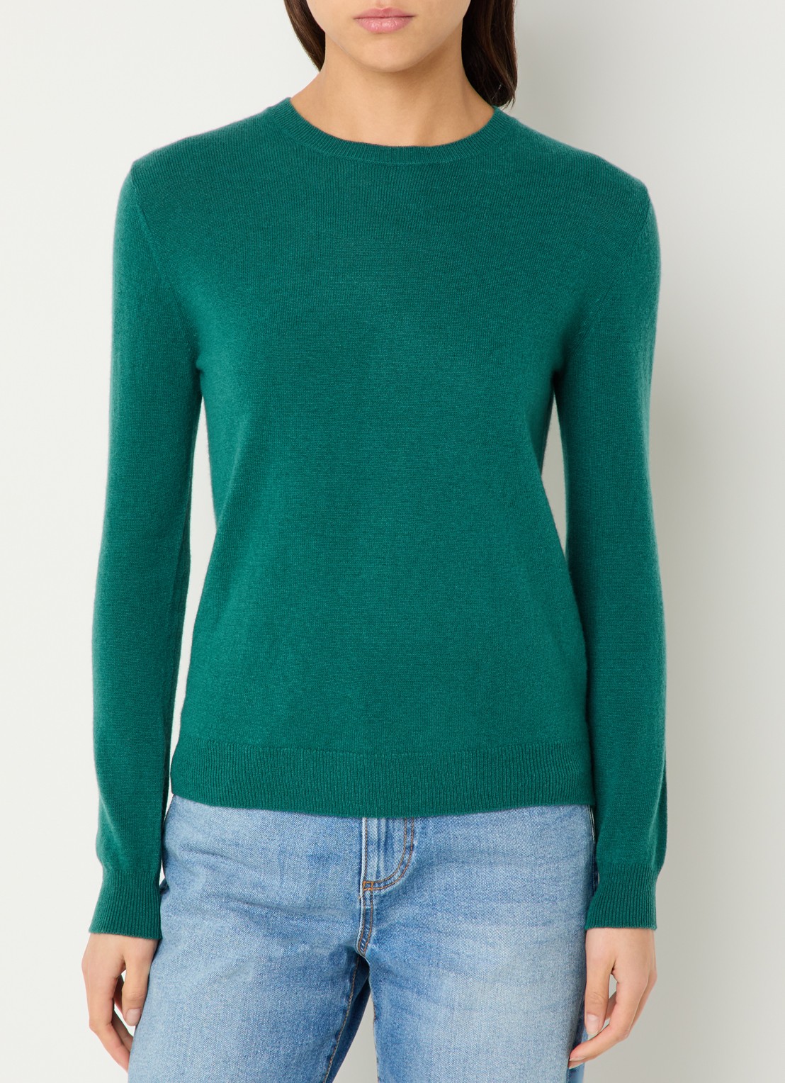 Benetton Fijngebreide pullover van merino wol - detail 3 donkergroen