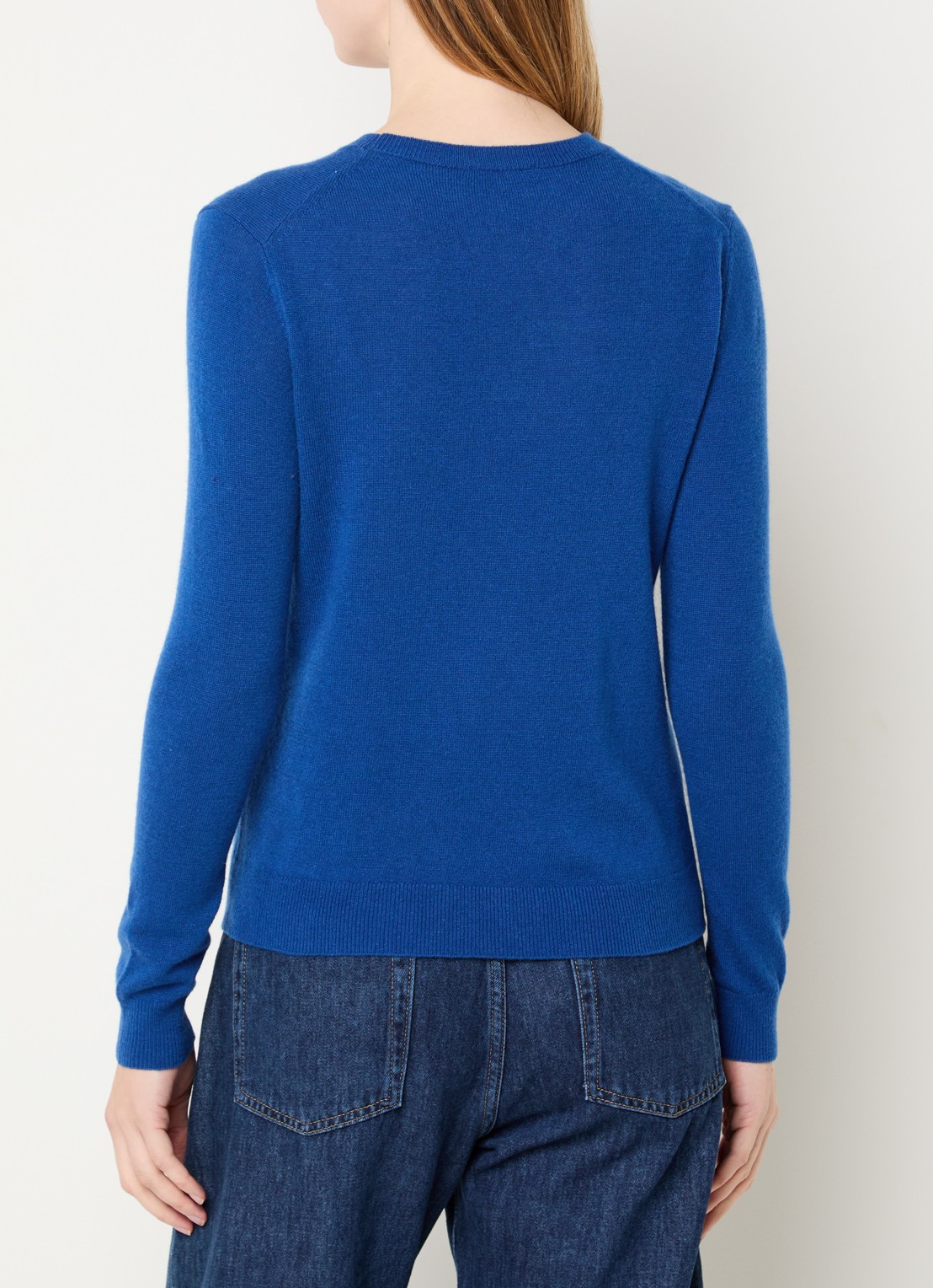 Benetton Fijngebreide pullover van merino wol - achterkant kobaltblauw