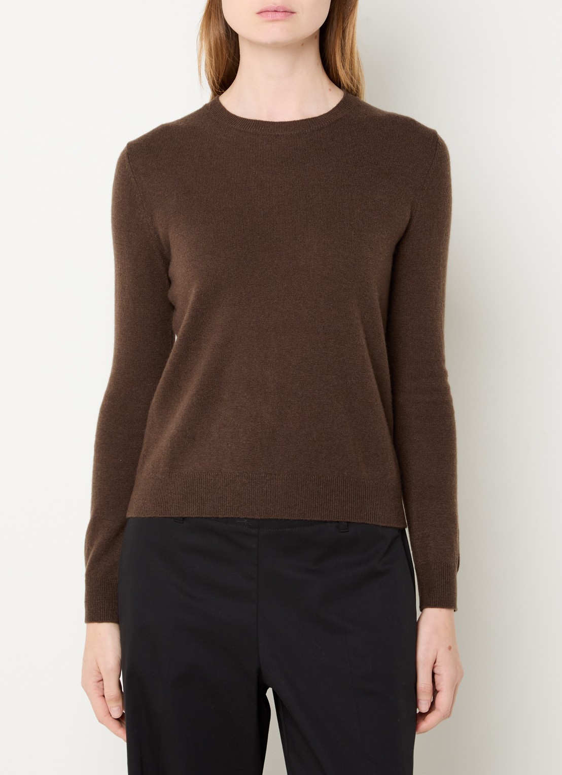 Benetton Fijngebreide pullover van merino wol - detail donkerbruin
