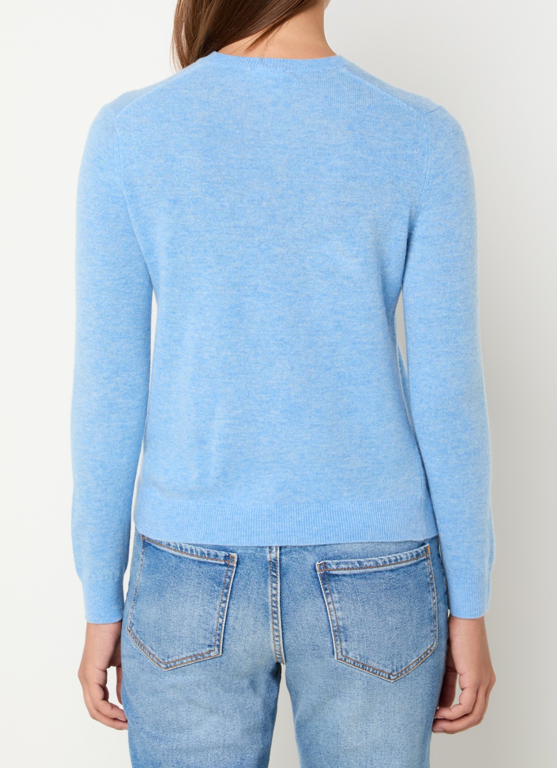 Benetton Fijngebreide pullover van merino wol - achterkant 4 blauwgrijs