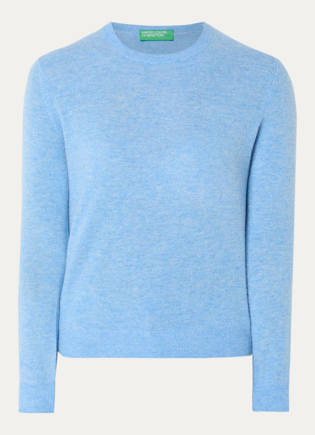 Benetton Fijngebreide pullover van merino wol - voorkant 2 blauwgrijs