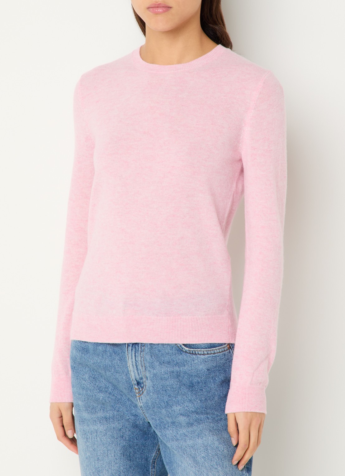 Benetton Fijngebreide pullover van merino wol - detail 2 lichtroze