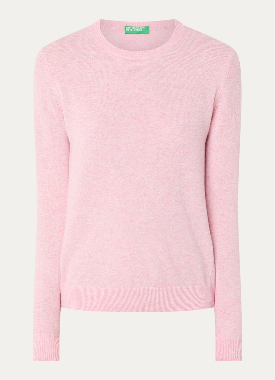 Benetton Fijngebreide pullover van merino wol - voorkant 5 lichtroze