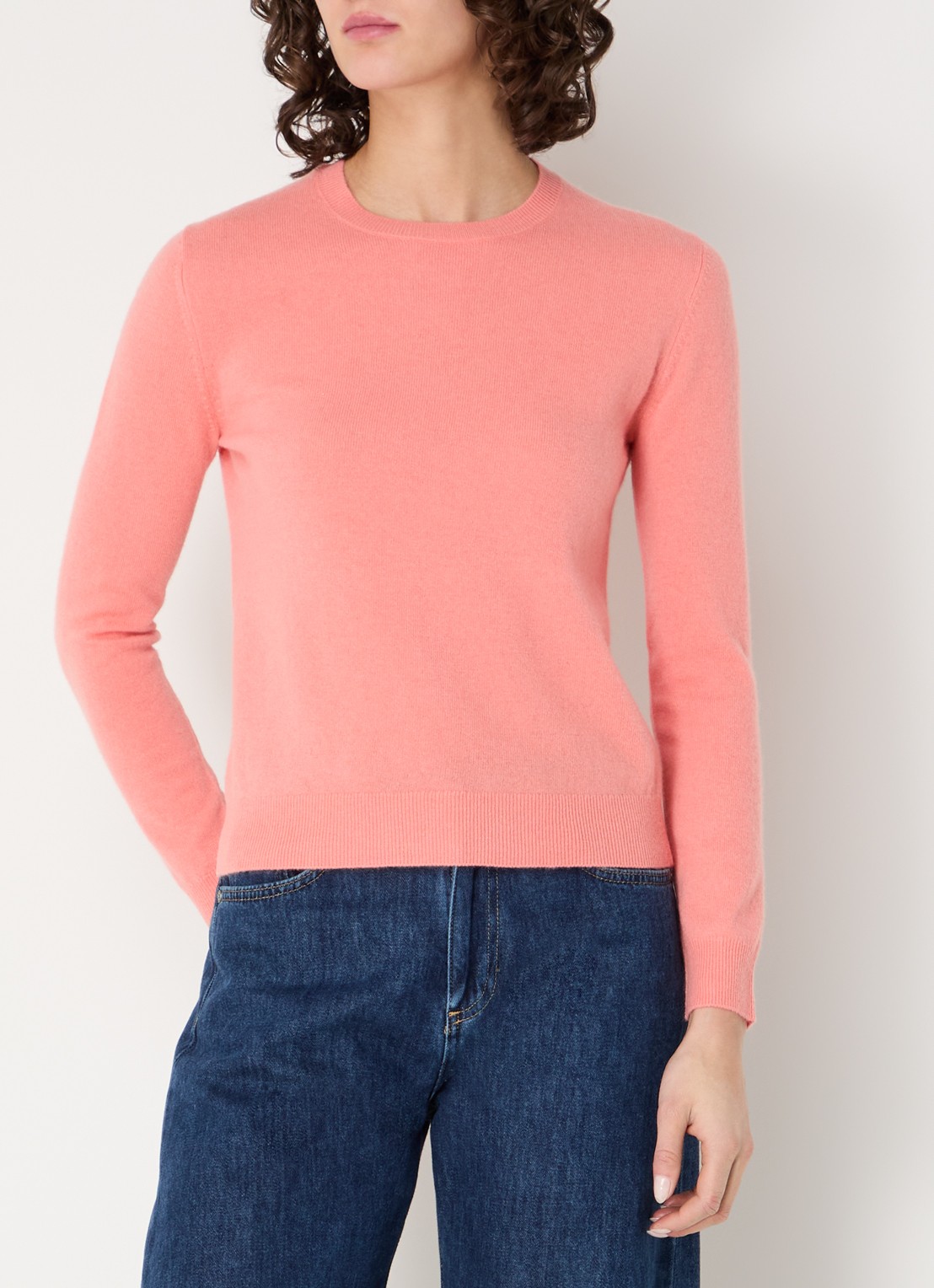 Benetton Fijngebreide pullover van merino wol - detail 3 abrikoos